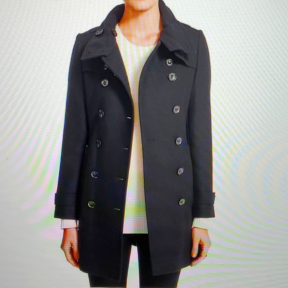 BURBERRY BRIT black Daylesmore wool cashmere blend winter coat size 4